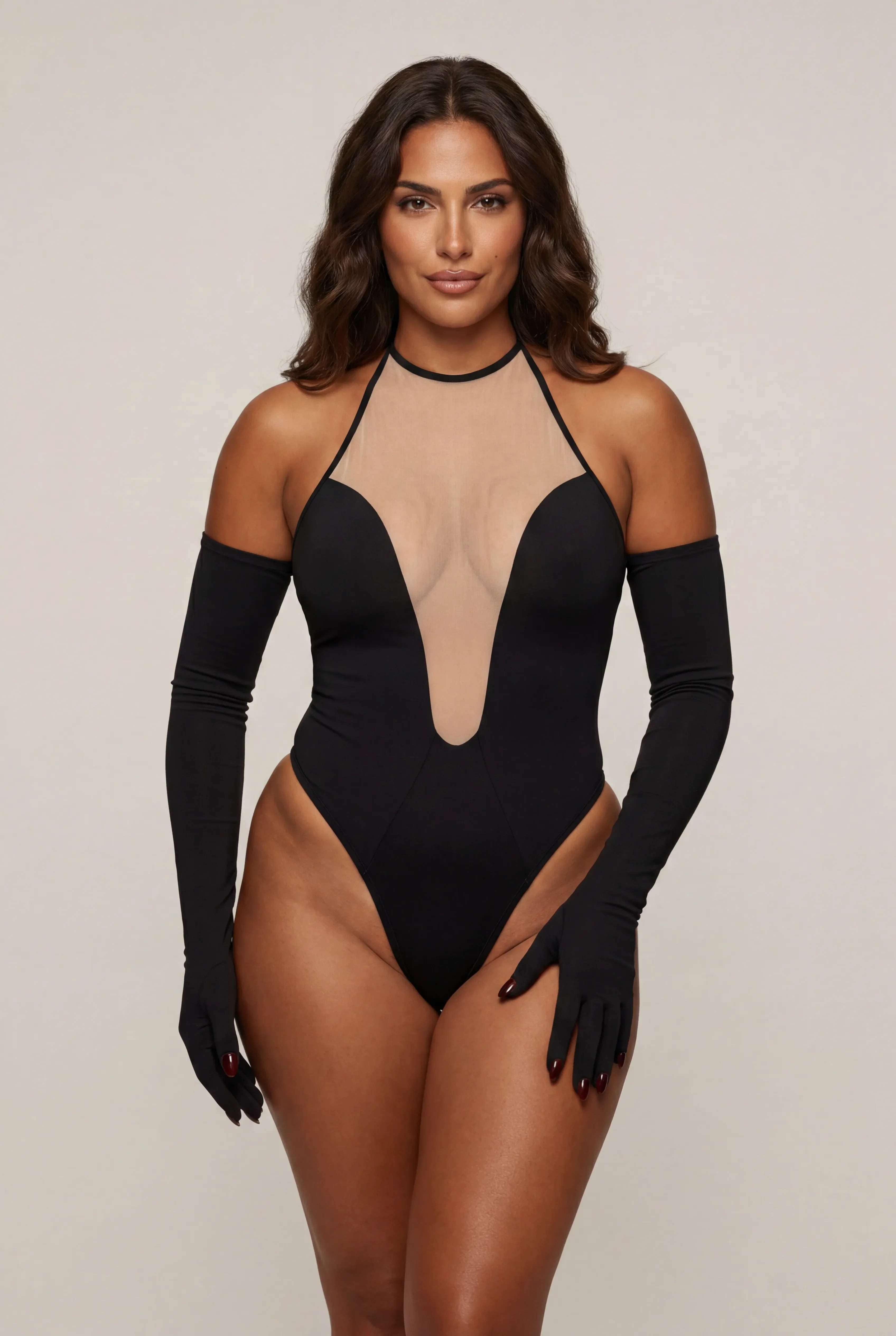Body for women with gloves – ILLUSION Black  - Image 3
