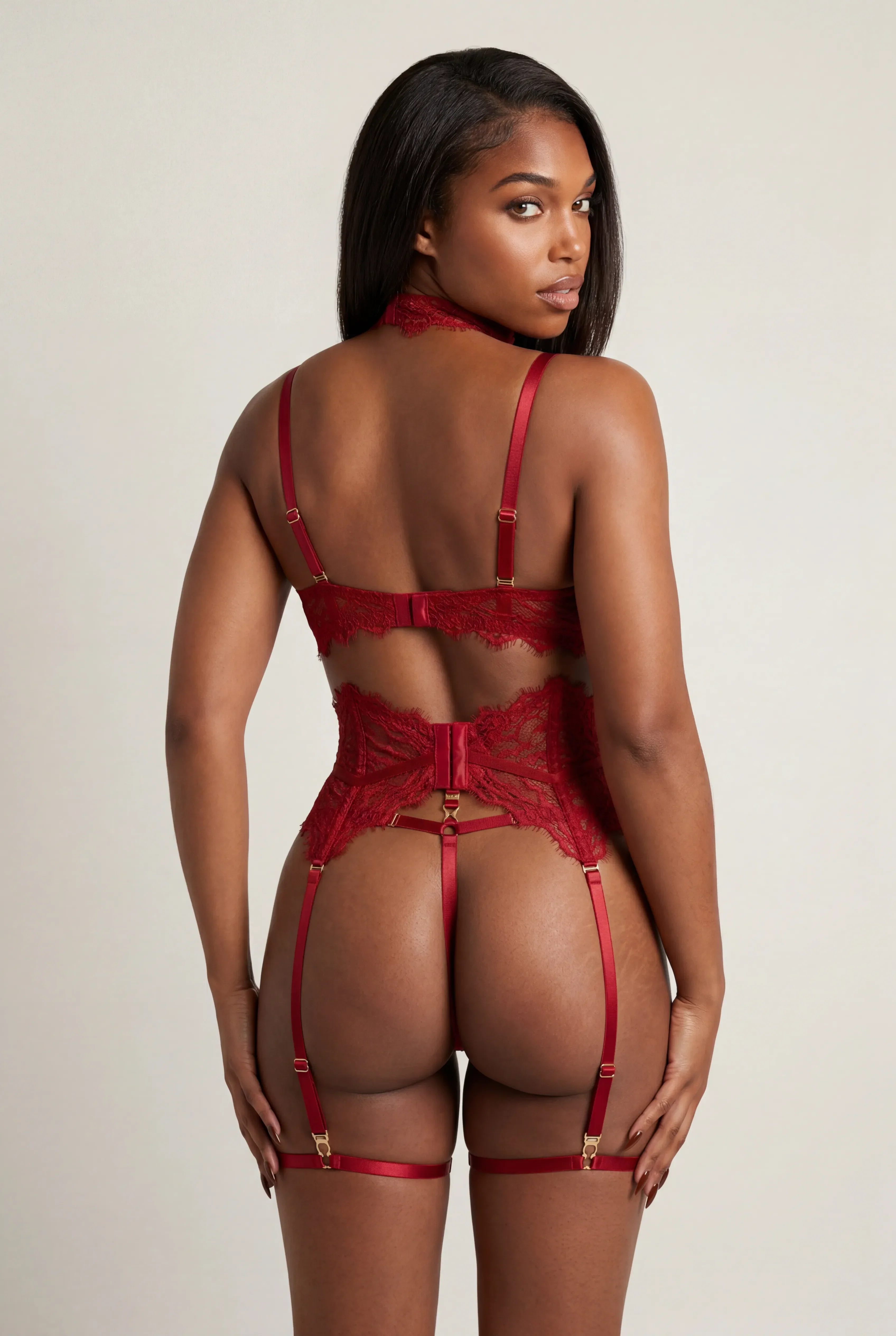 Five-piece women's lingerie set - MOON Red - Image 4