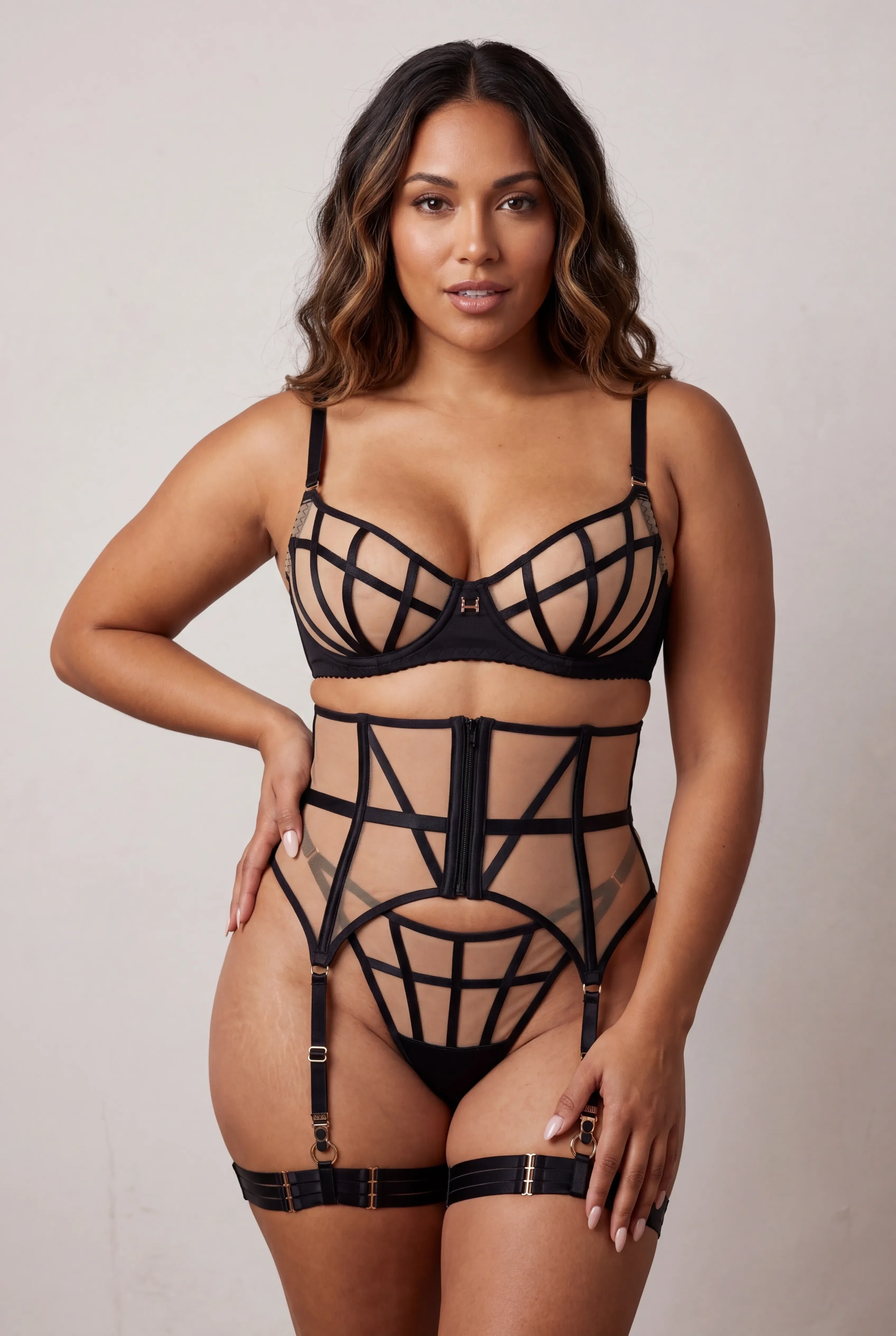 Women's lingerie set five pieces - OPHELIA Black  - Image 3