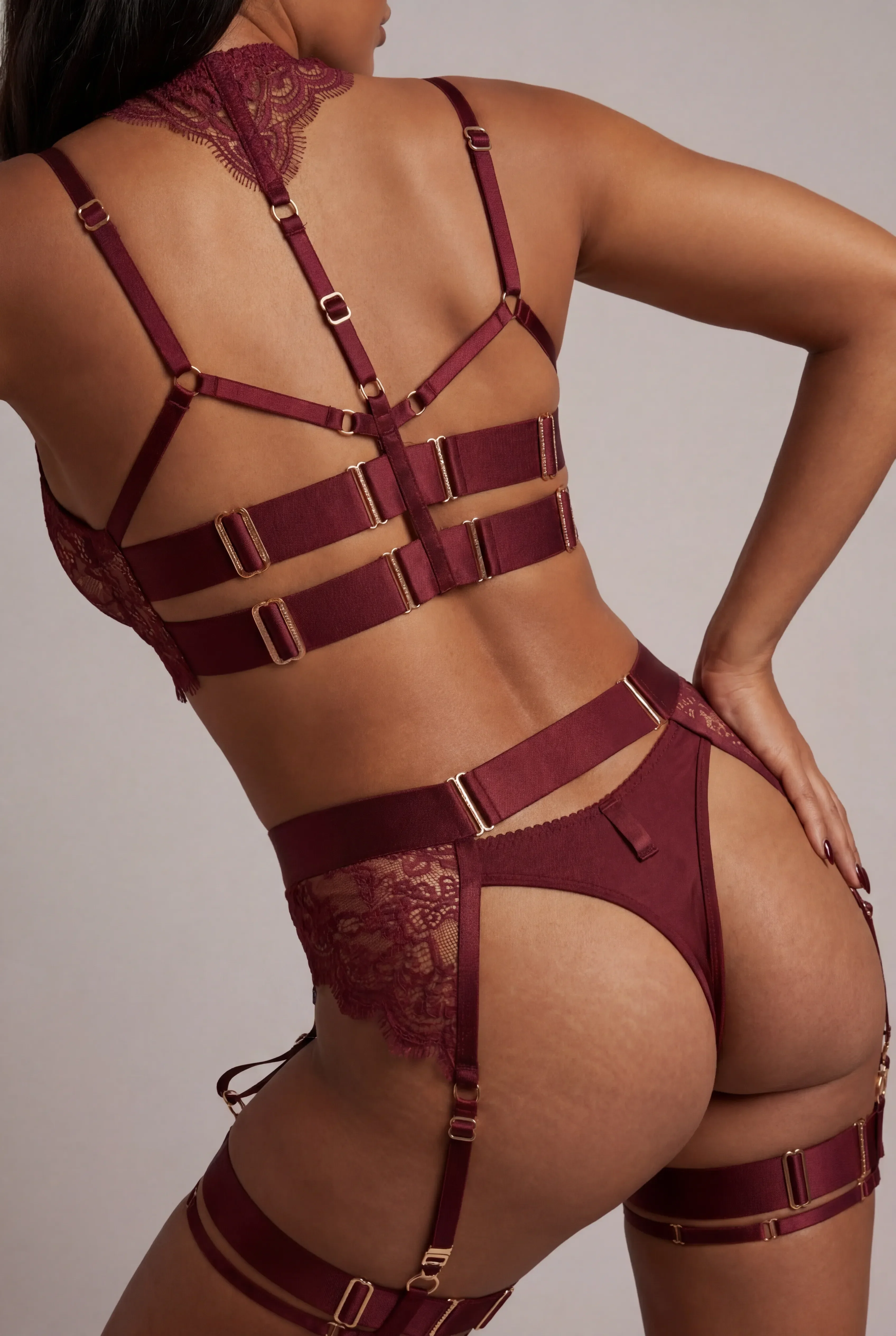 Four-piece lingerie set - KEELY Bordeaux 