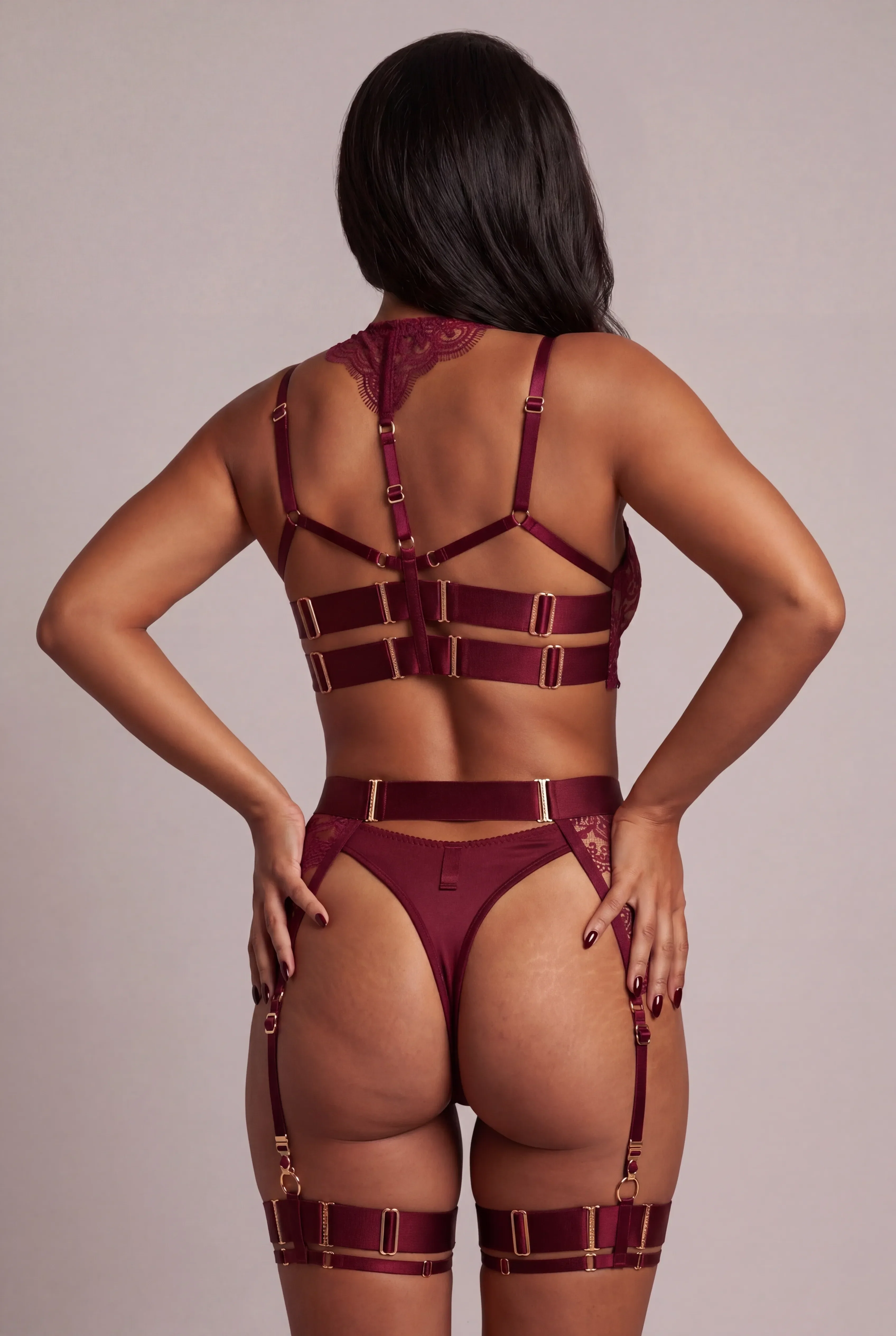 Four-piece lingerie set - KEELY Bordeaux  - Image 3