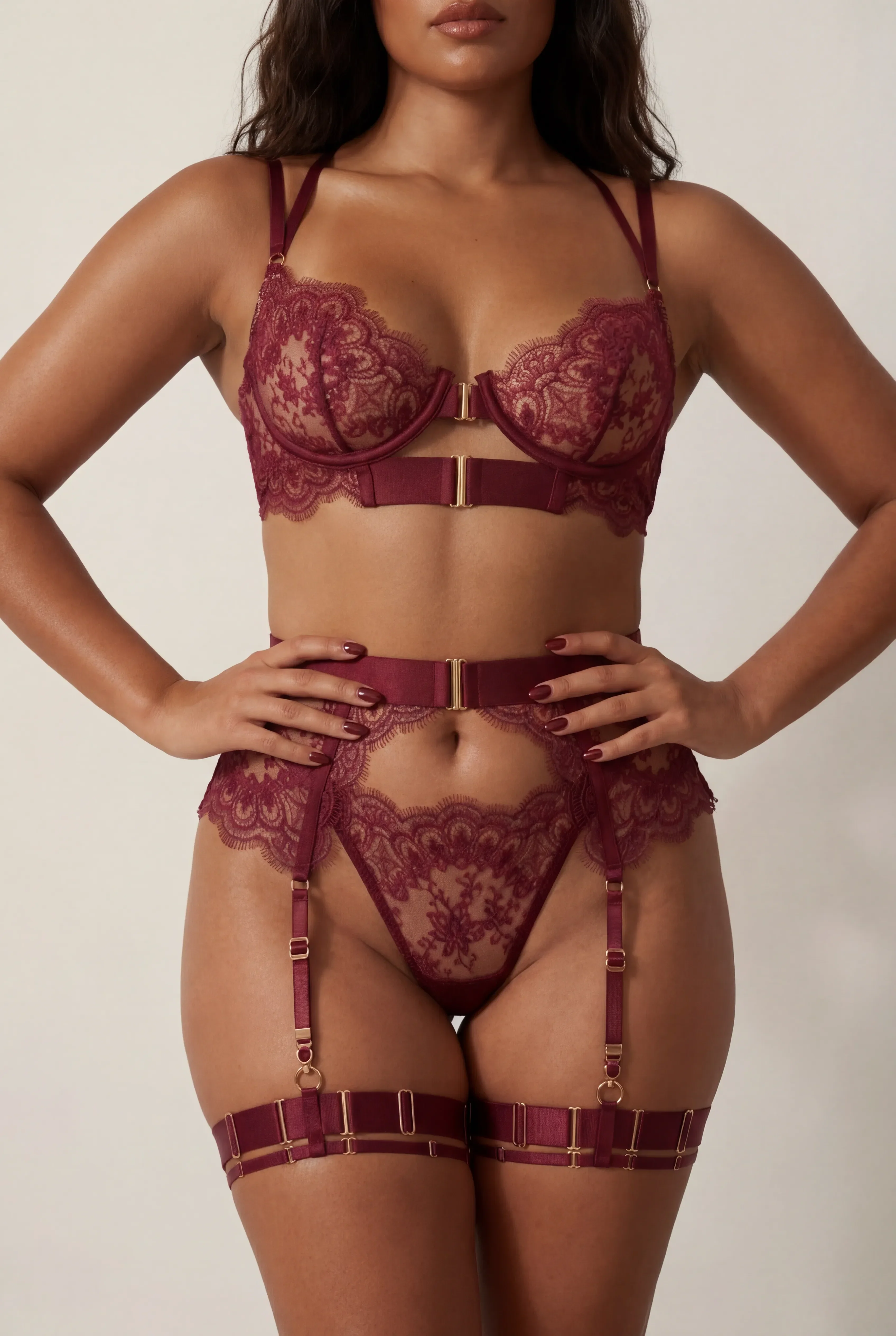Four-piece lingerie set - KEELY Bordeaux  - Image 8