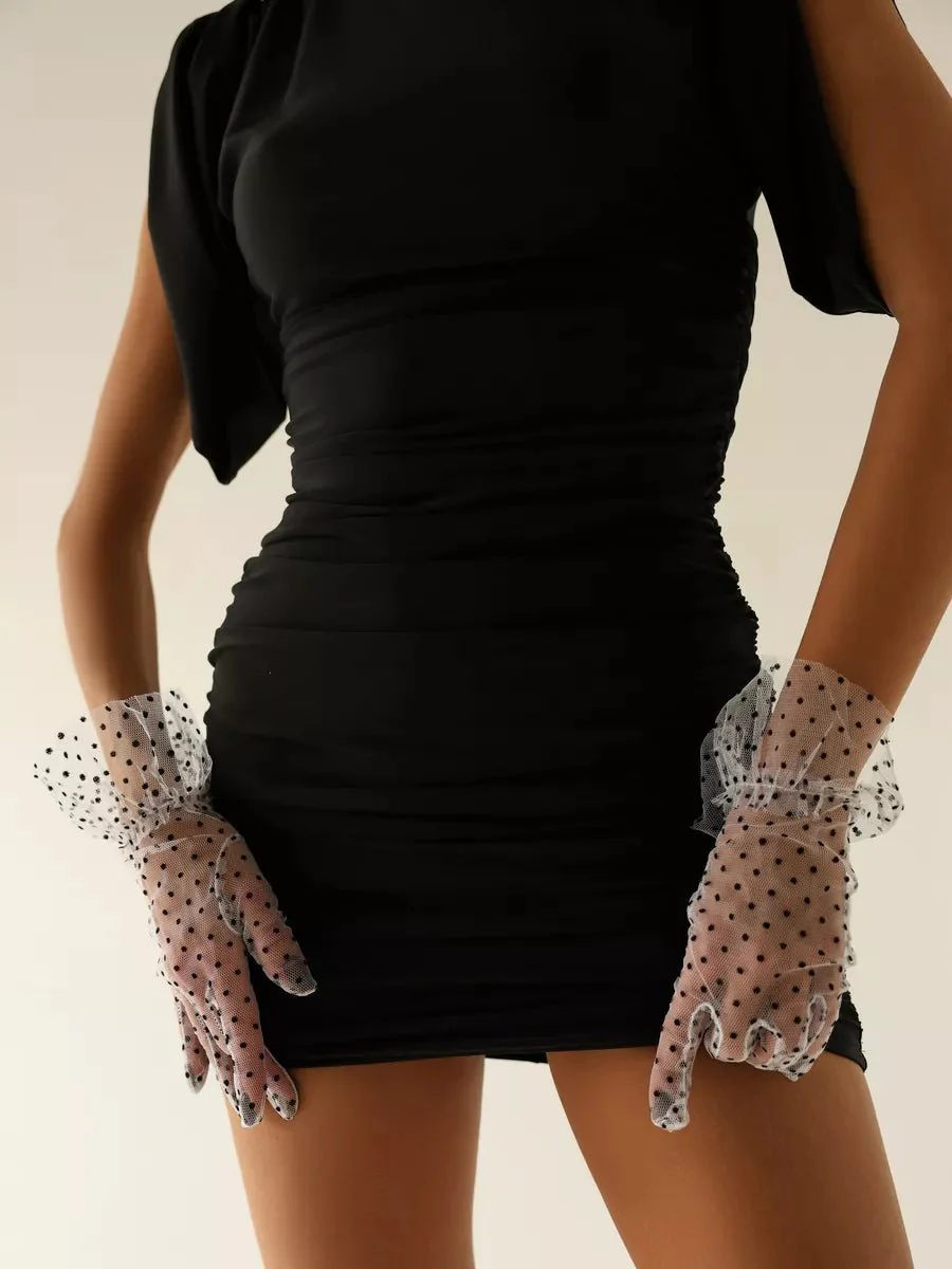 Lace gloves for women in white lace - NESS - Image 3