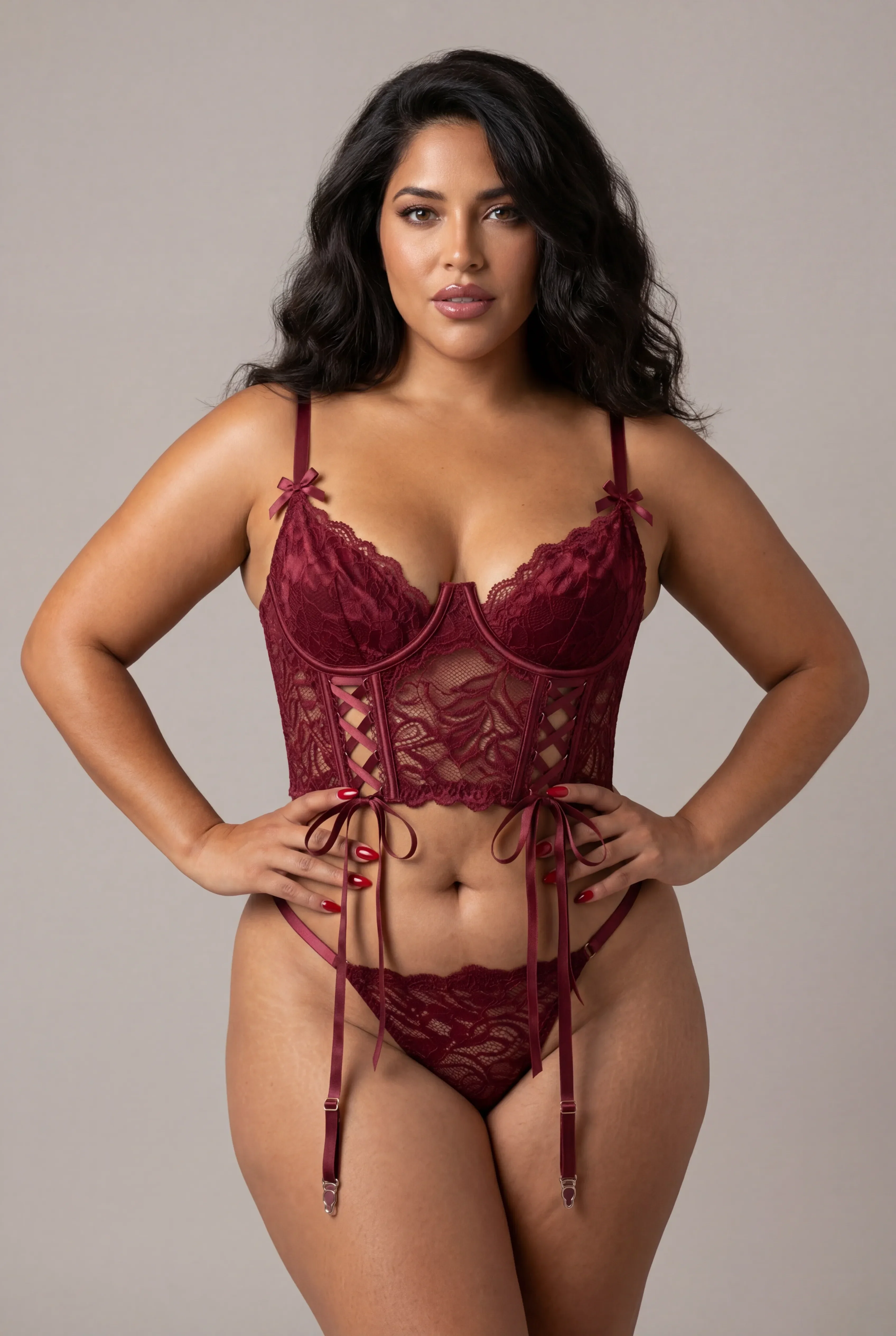 Three-piece lingerie set - Promise Bordeaux  - Image 3